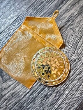 Vintage 90’s Gold Mosaic Compact Mirror